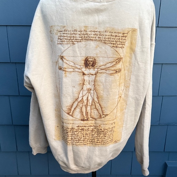 Leonardo Da Vinci Cream Hoodie XL sweatshirt - Picture 4 of 6